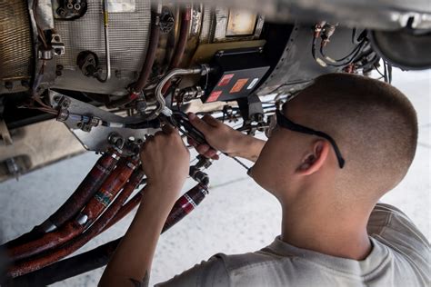 Air Force airplane mechanic receiving advanced training